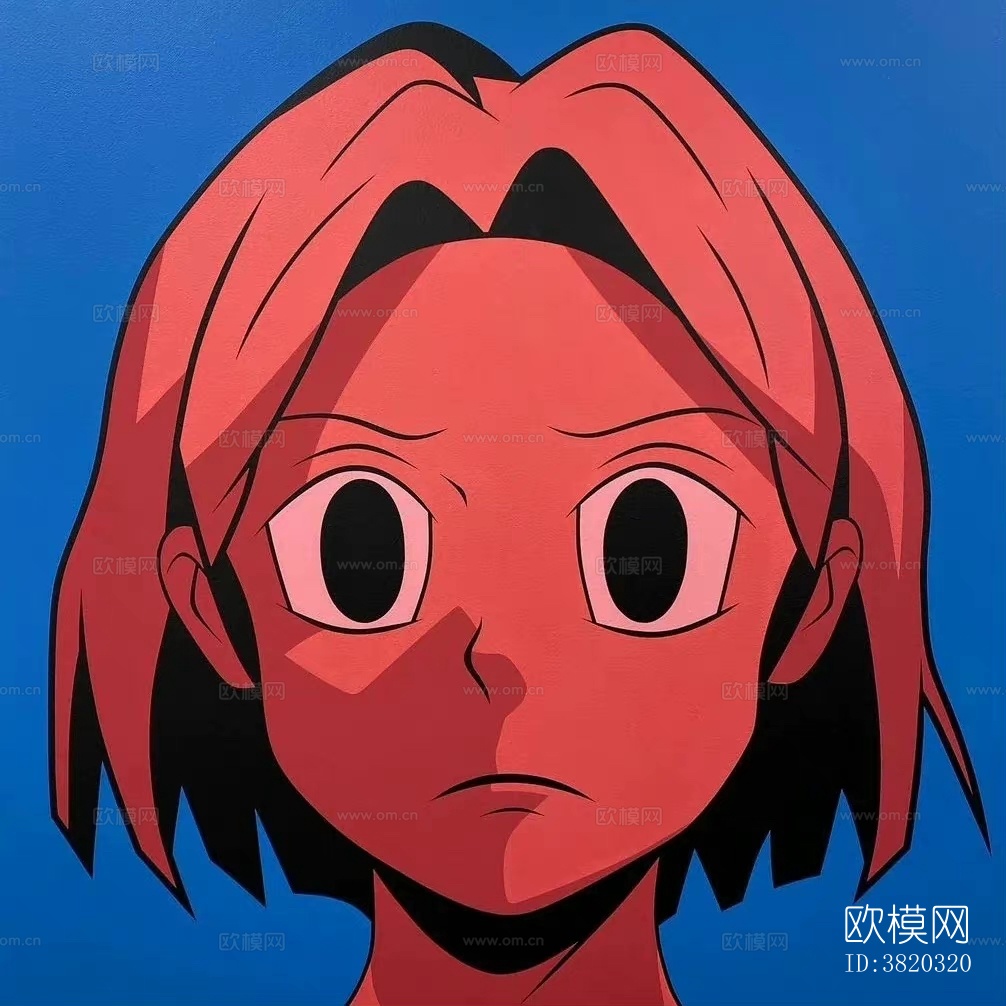 蓝底_动漫人物装饰画贴图下载