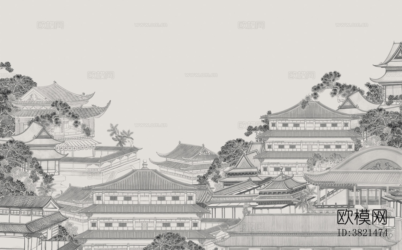 中式线条壁纸 挂画下载