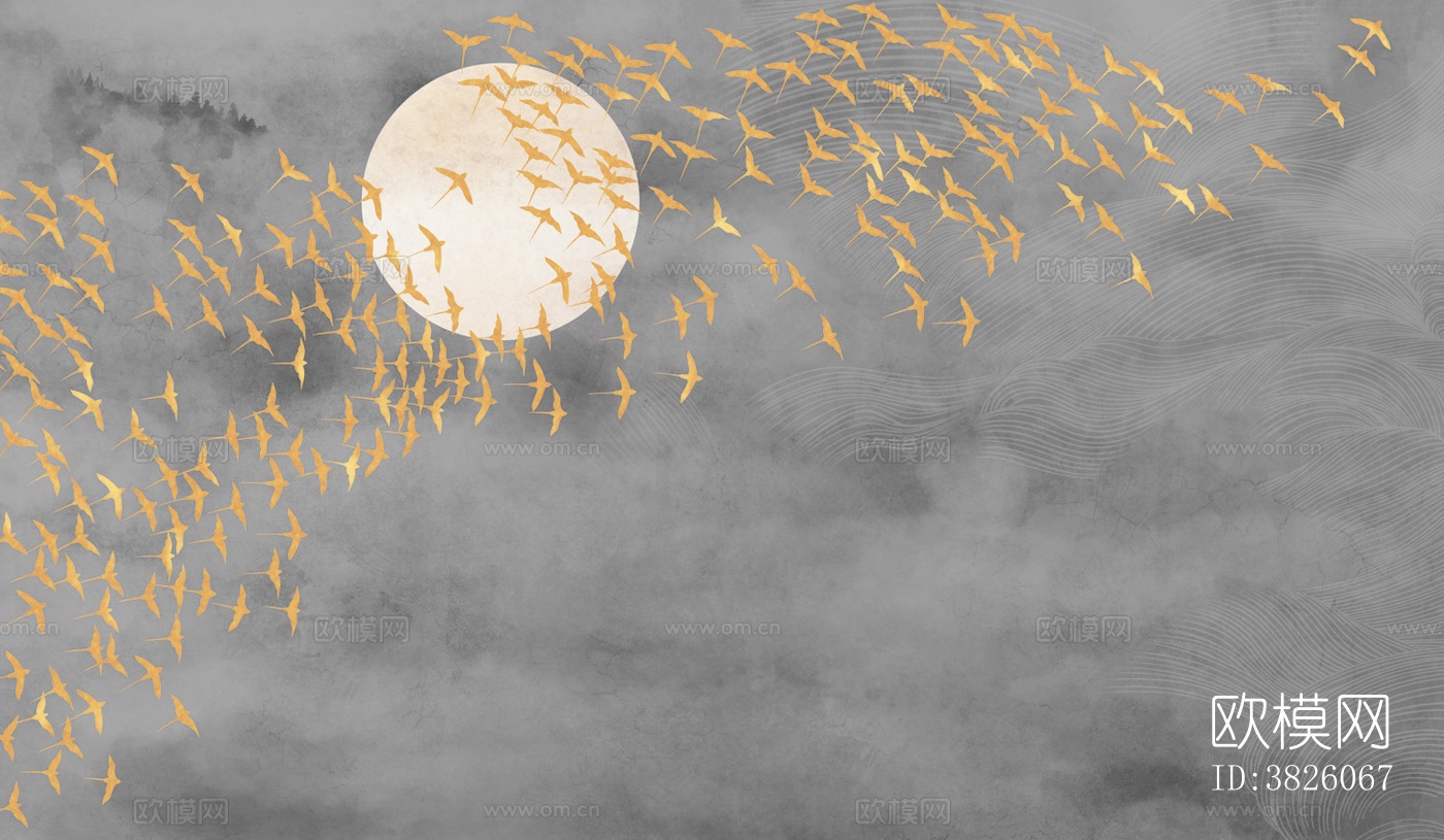 新中式壁纸 新中式装饰画  高清图下载