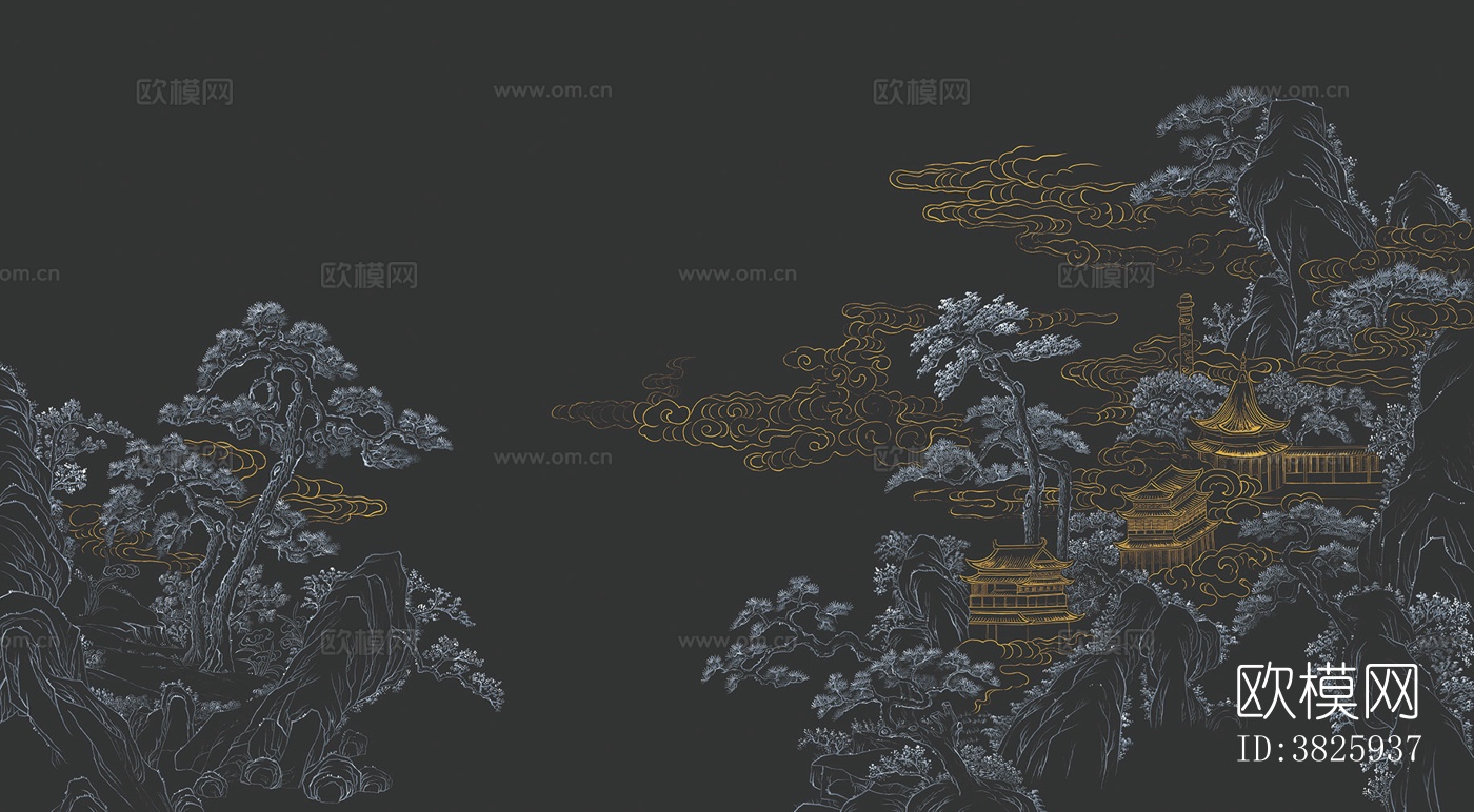 新中式壁纸   新中式装饰画  高清图下载
