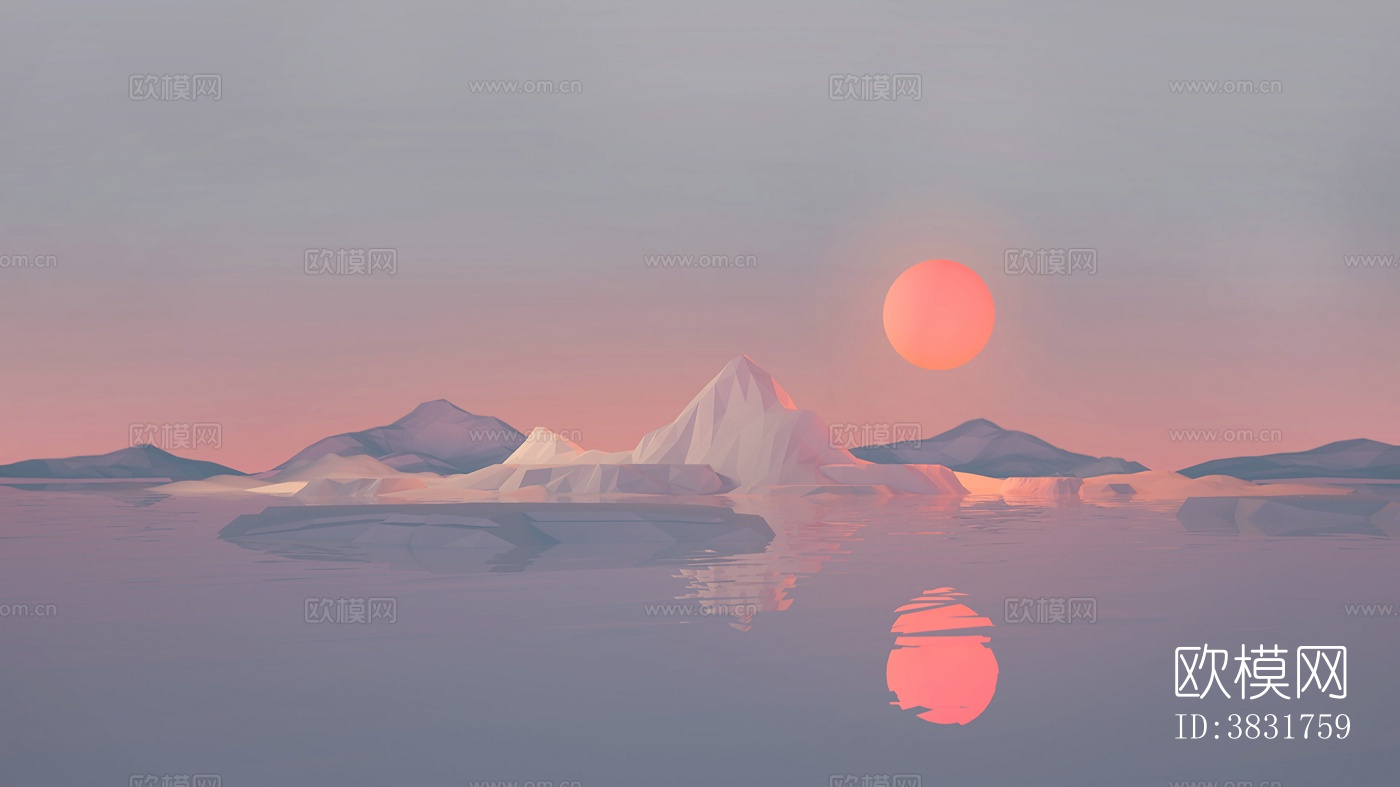 北欧莫兰迪油画风景装饰画贴图下载