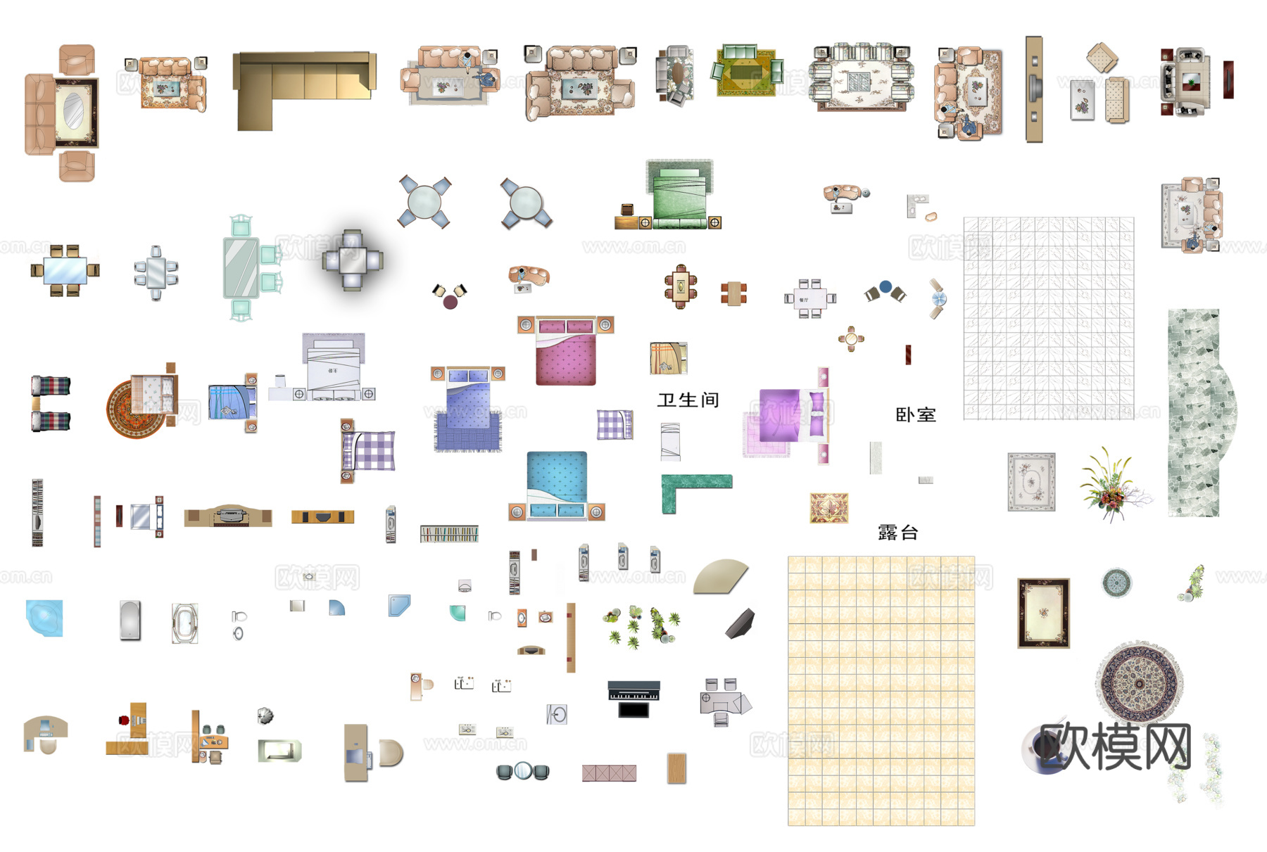 室内沙发家具平面 室内家装彩平图下载