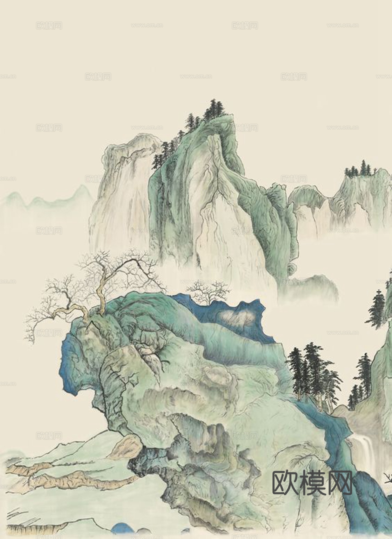 中式宋代山水装饰画下载