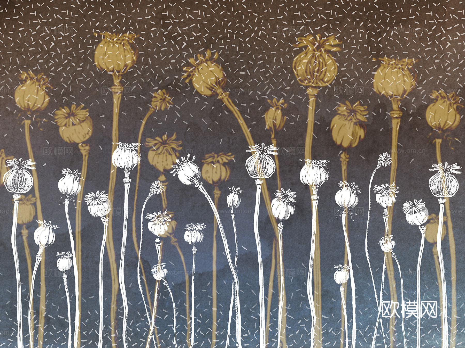 植物花纹壁画下载