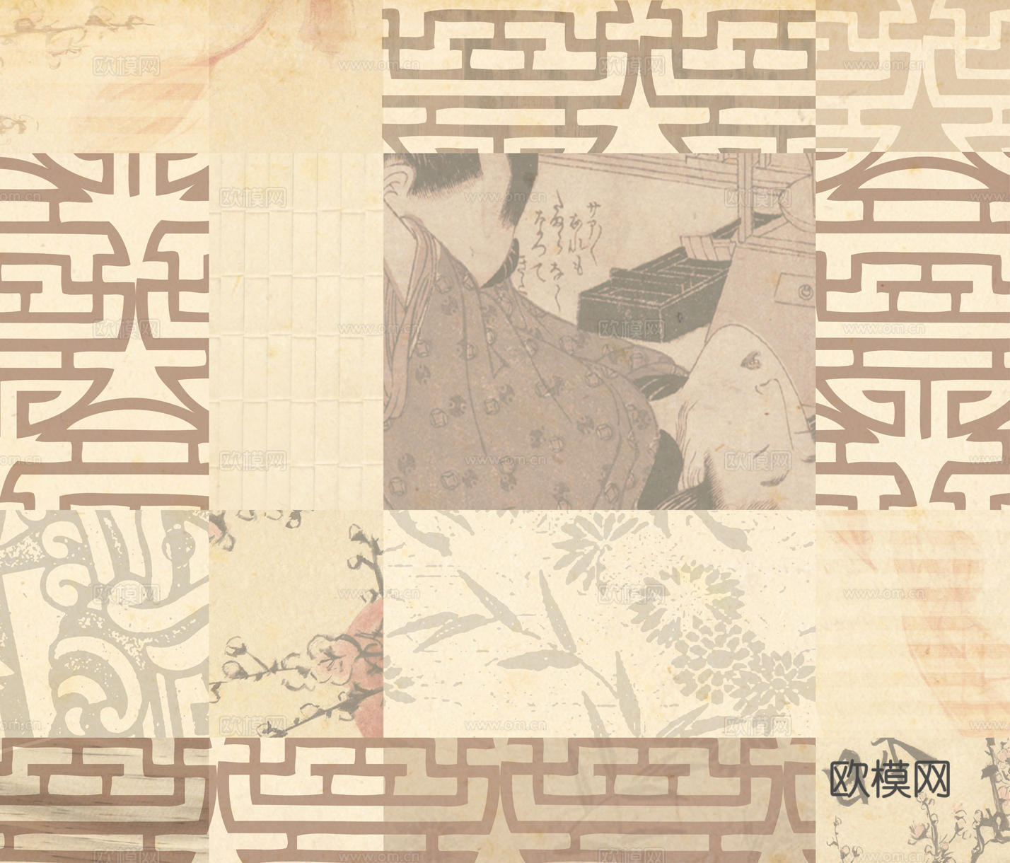 米色人像拼接壁纸下载