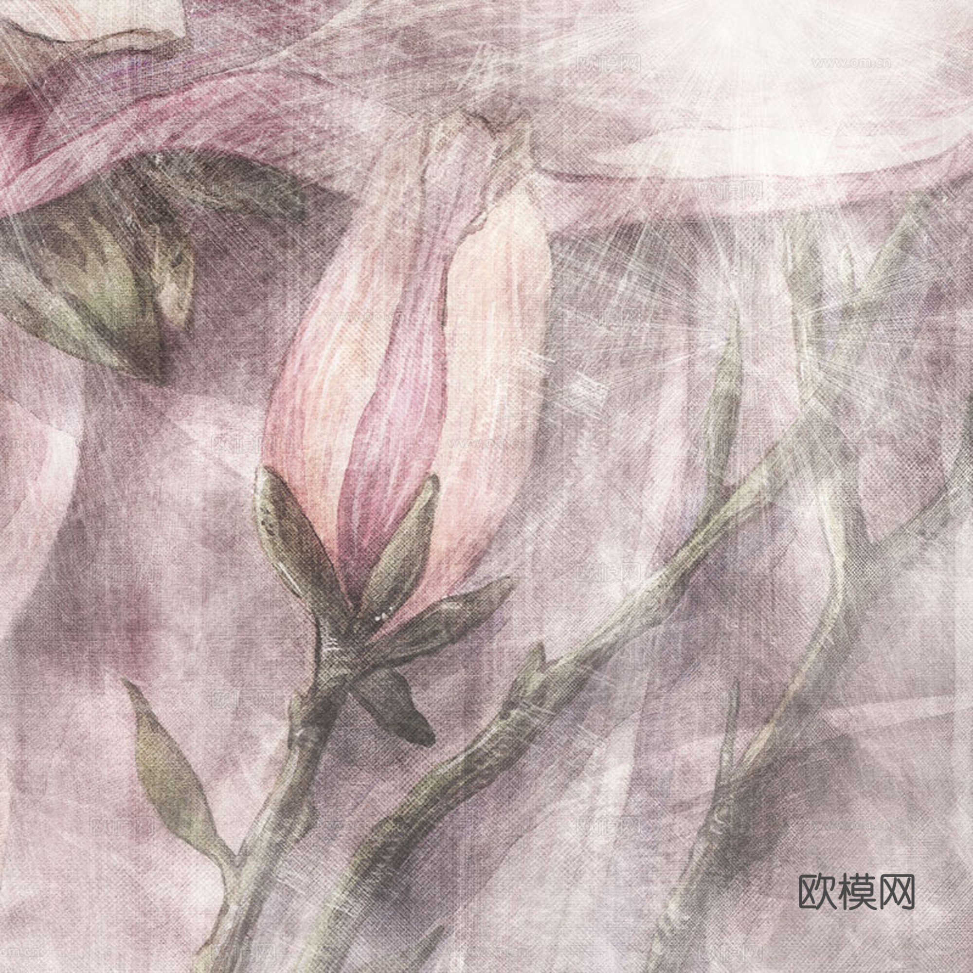 简约花纹壁画下载