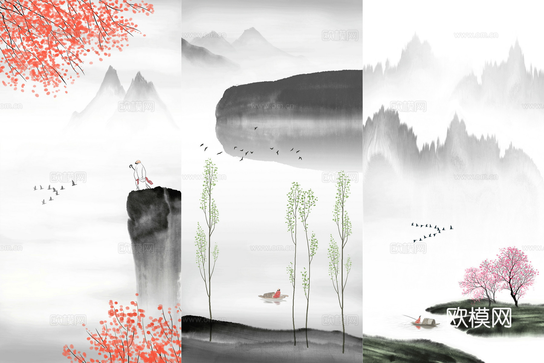 中式山水壁纸  中式装饰画  挂画 高清图下载