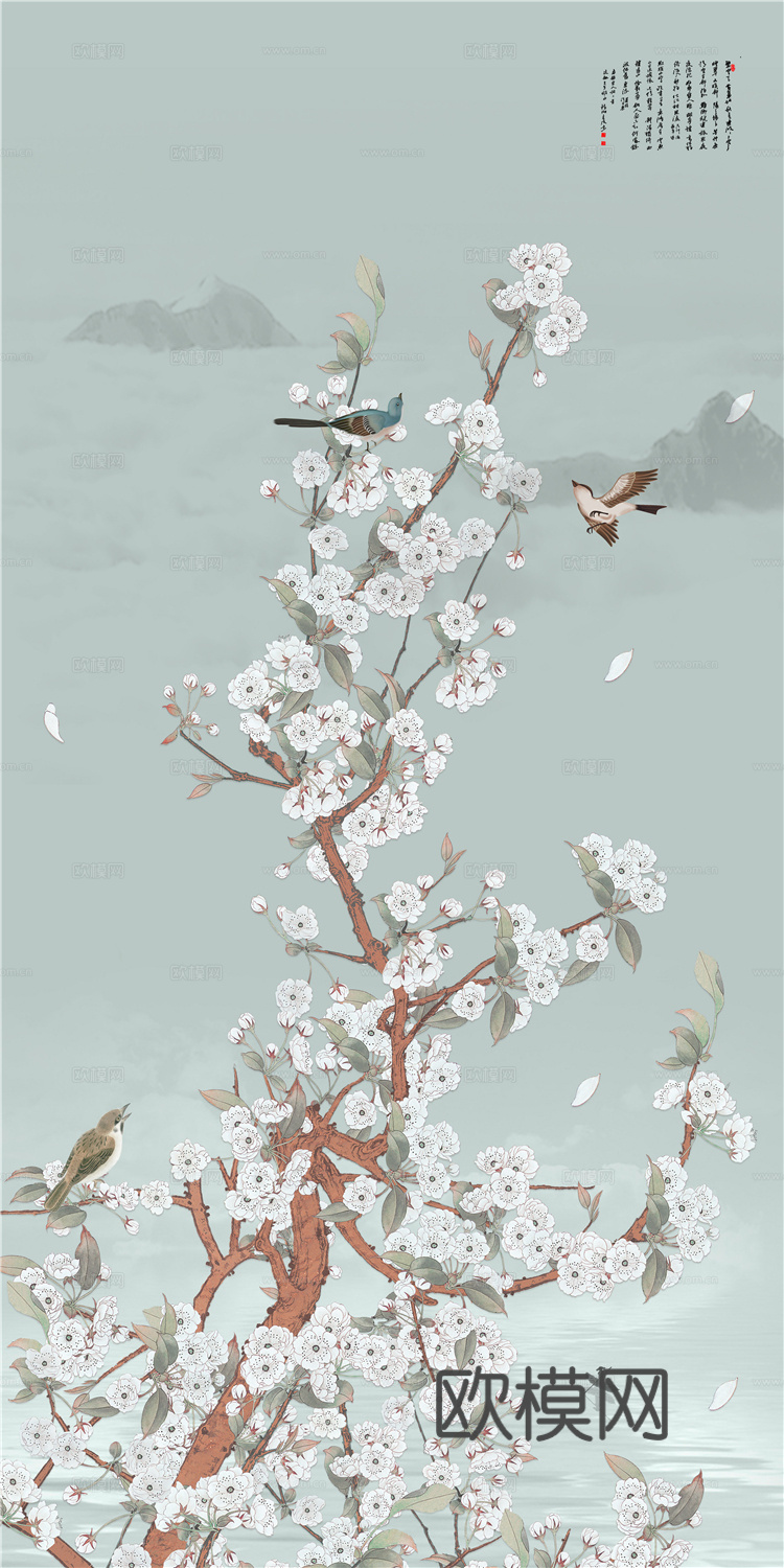 中式壁纸 中式装饰画 花鸟鱼虫 挂画 高清图下载