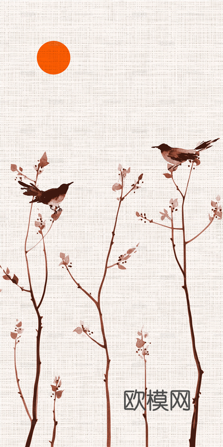 中式壁纸 中式装饰画 花鸟鱼虫 挂画 高清图下载