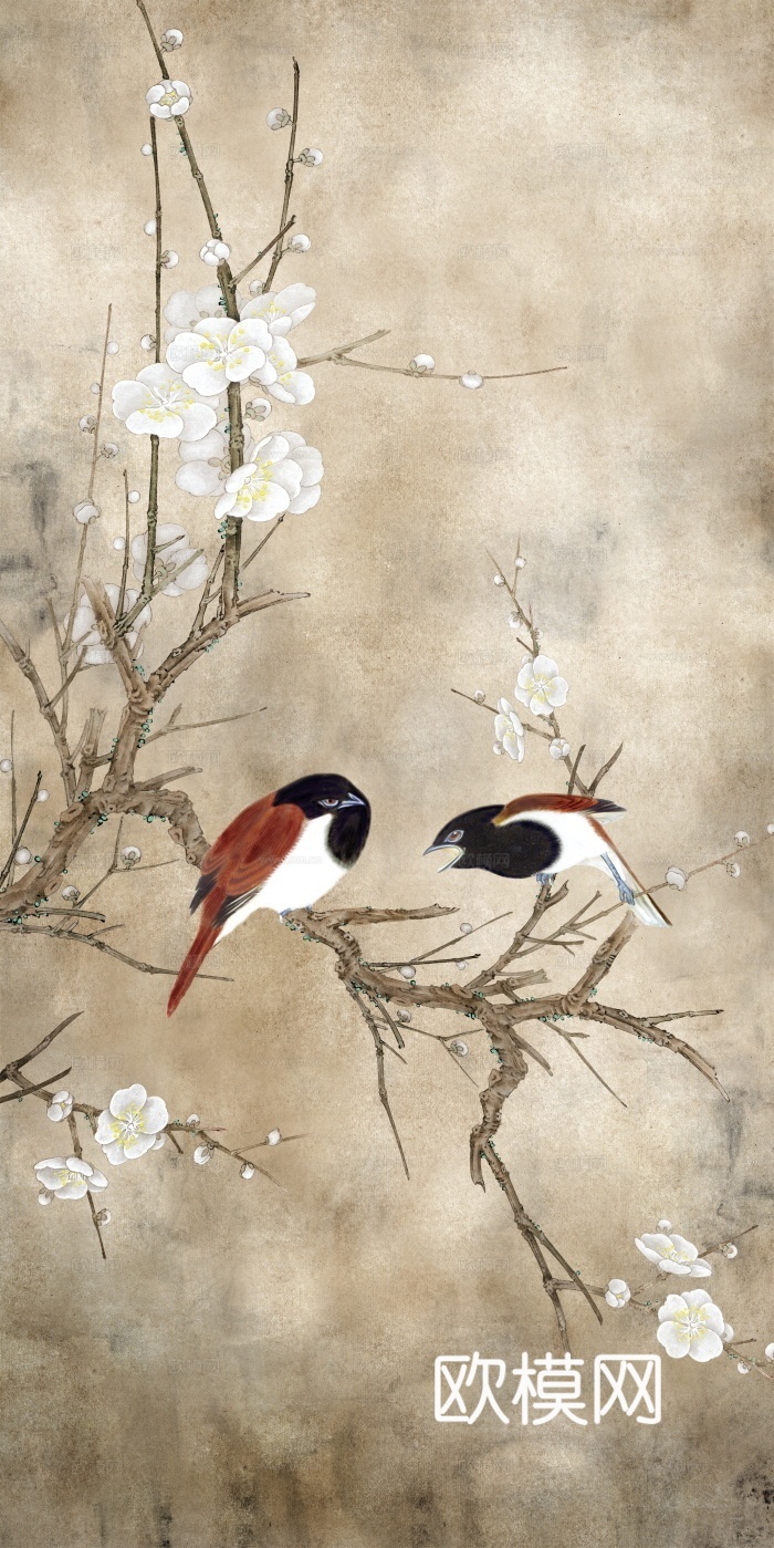 中式壁纸 中式装饰画 花鸟鱼虫 挂画 高清图下载