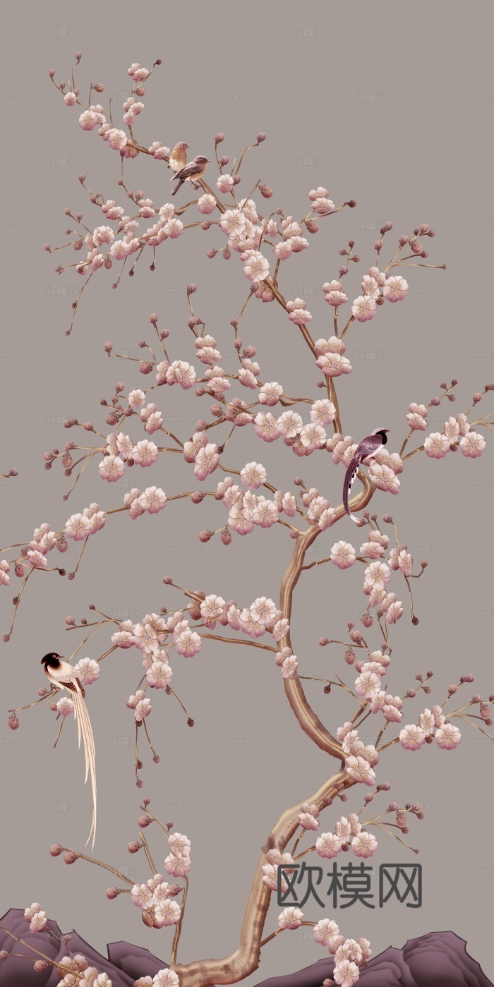 中式壁纸 中式装饰画 花鸟鱼虫 挂画 高清图下载