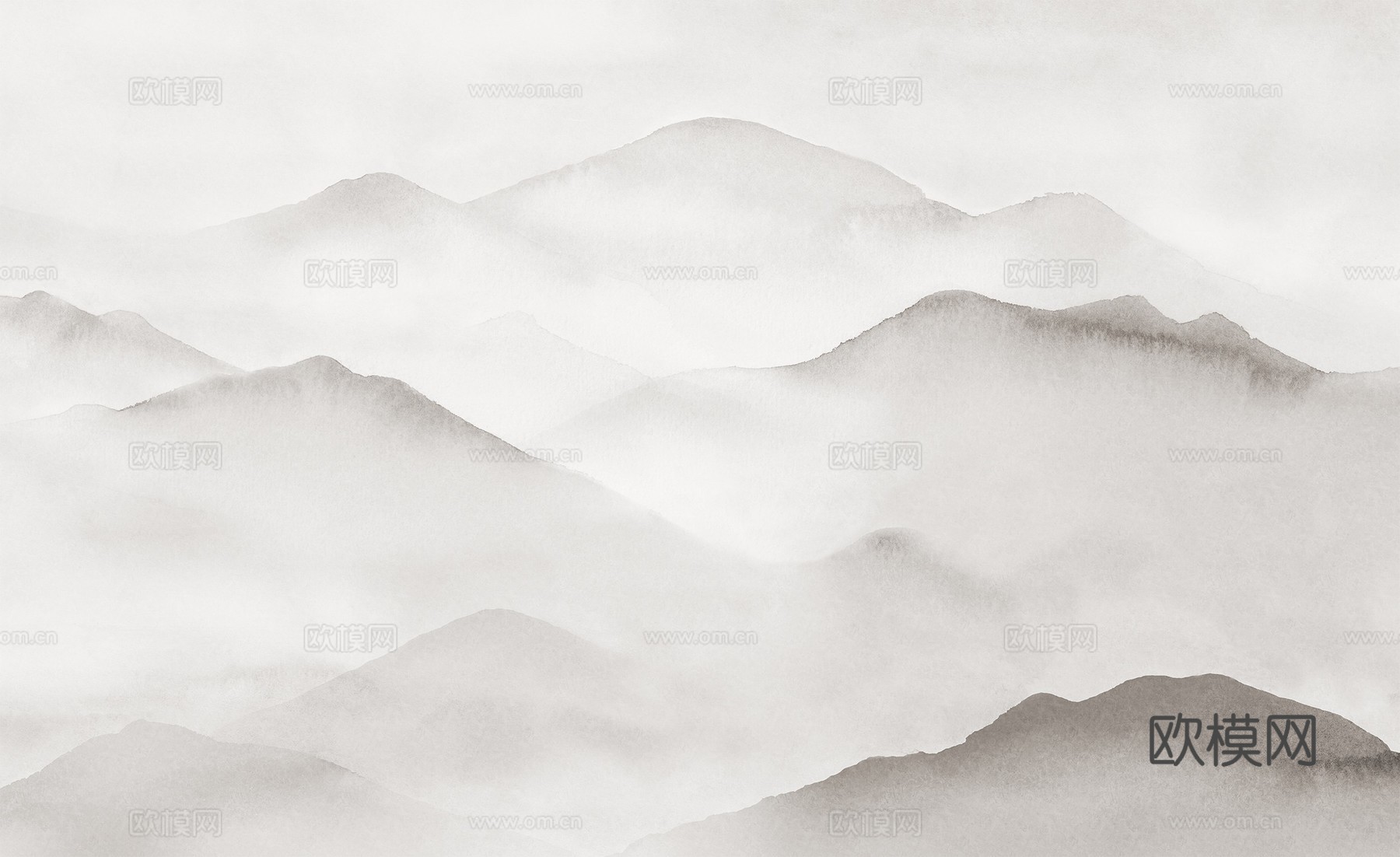 新中式山水壁纸  中式装饰画圆画 挂画下载