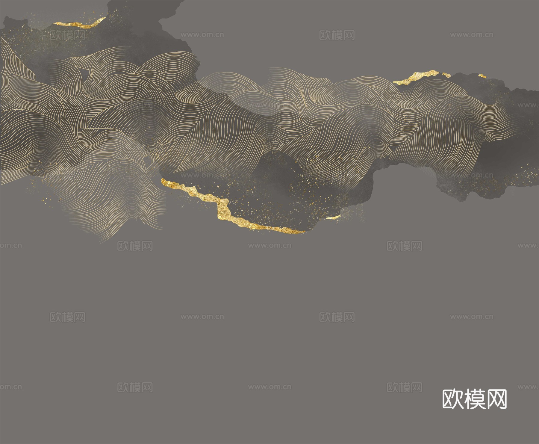 新中式山水壁纸  中式装饰画圆画 挂画下载