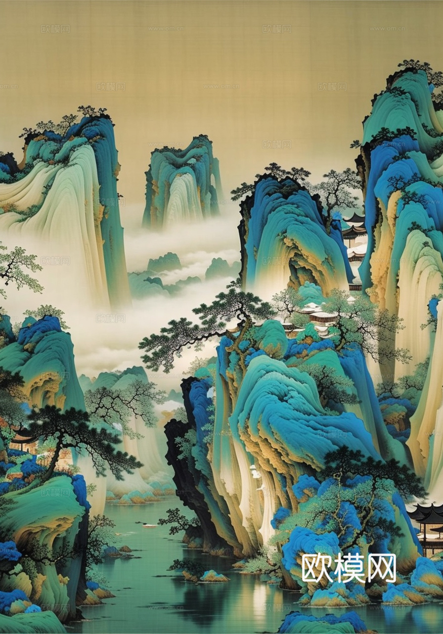 千里江山图 山水画下载（渲染图8）