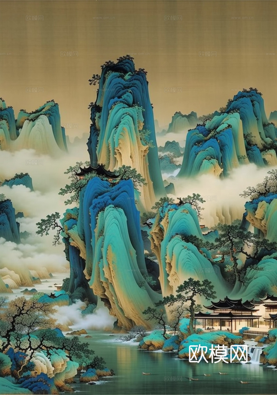 千里江山图 山水画下载（渲染图6）