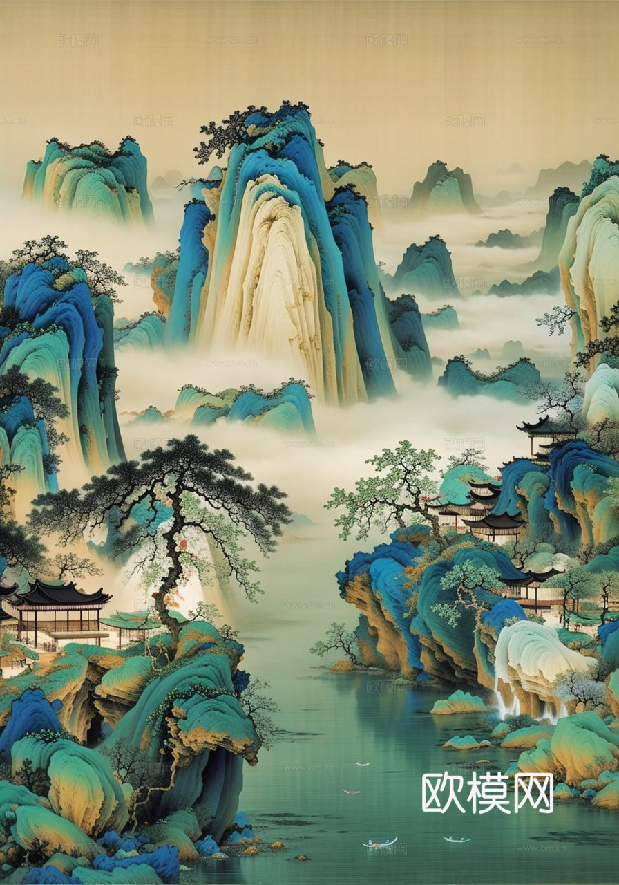 千里江山图 山水画下载（渲染图5）