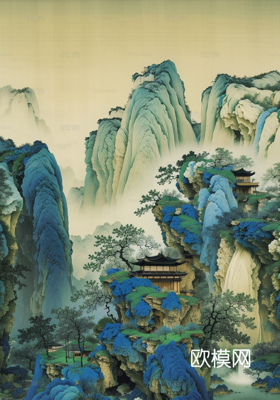 千里江山图 山水画下载（渲染图3）