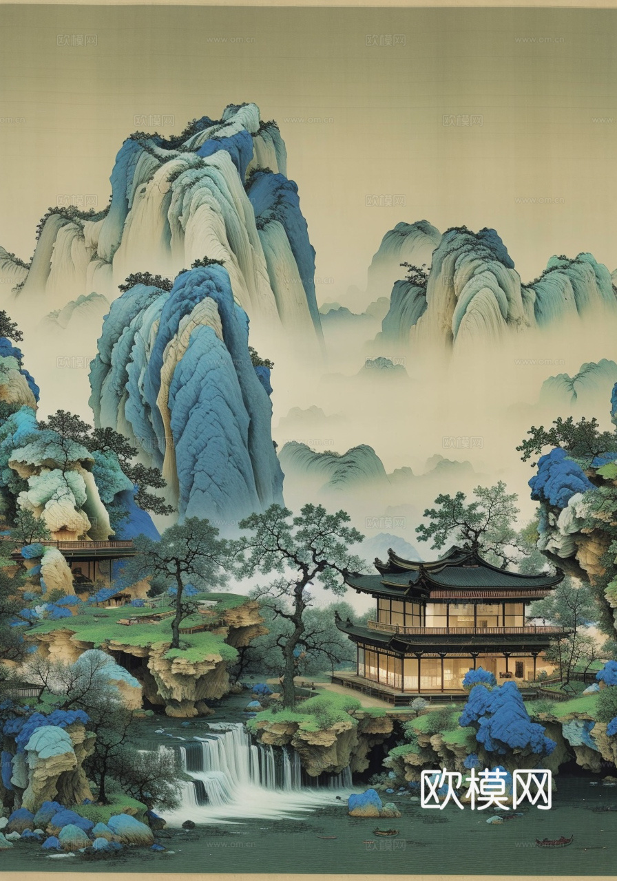 千里江山图 山水画下载（渲染图2）