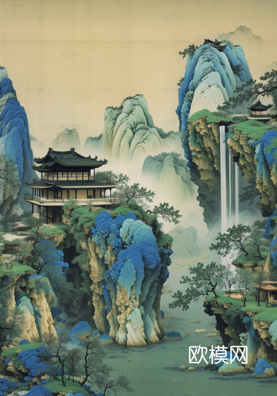 千里江山图 山水画下载（渲染图5）