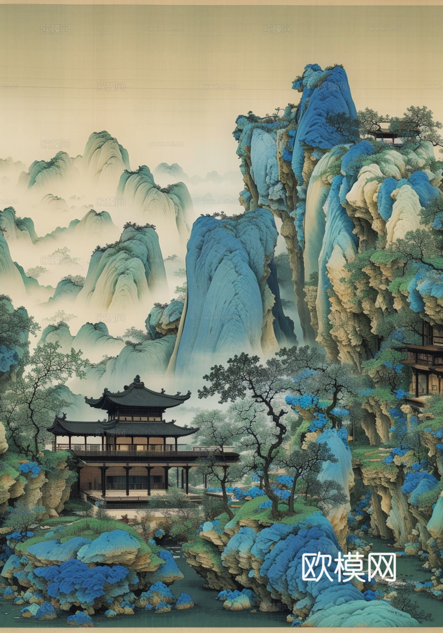 千里江山图 山水画下载（渲染图8）