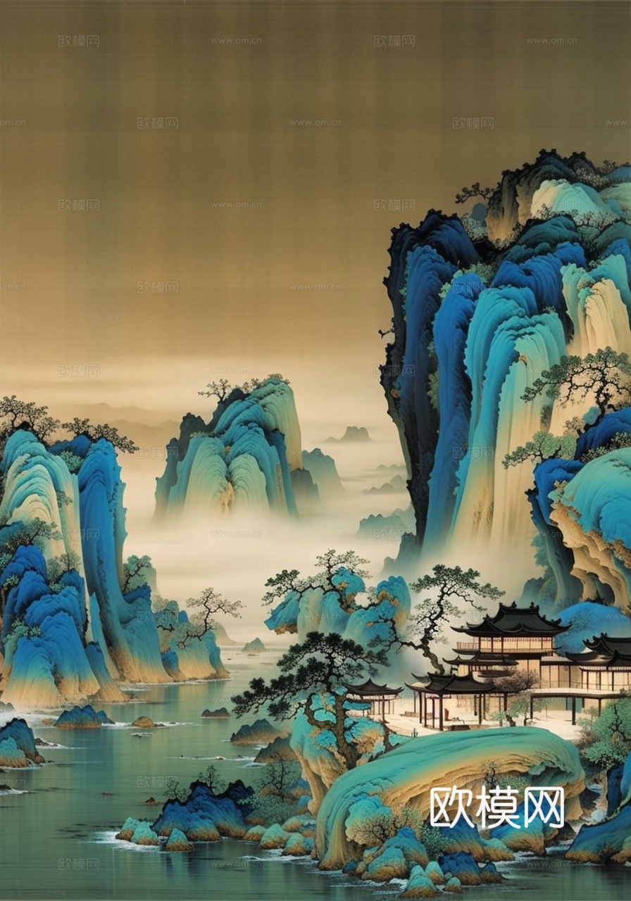 千里江山图 山水画下载（渲染图2）