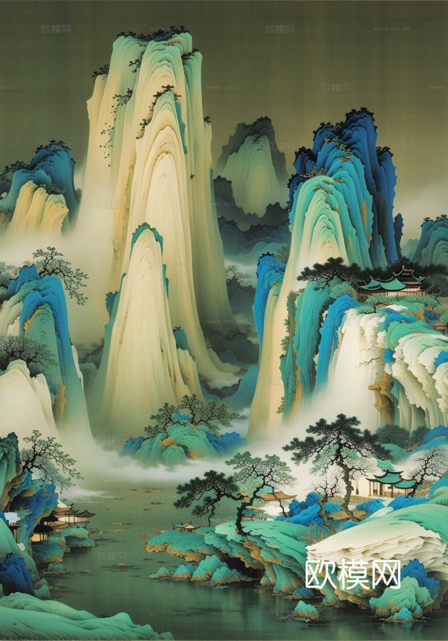 千里江山图 山水画下载（渲染图3）