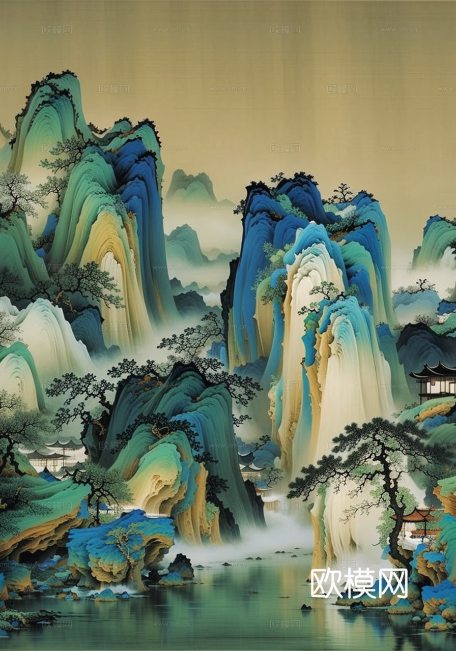 千里江山图 山水画下载（渲染图7）