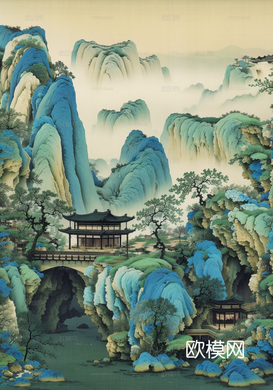 千里江山图 山水画下载（渲染图7）