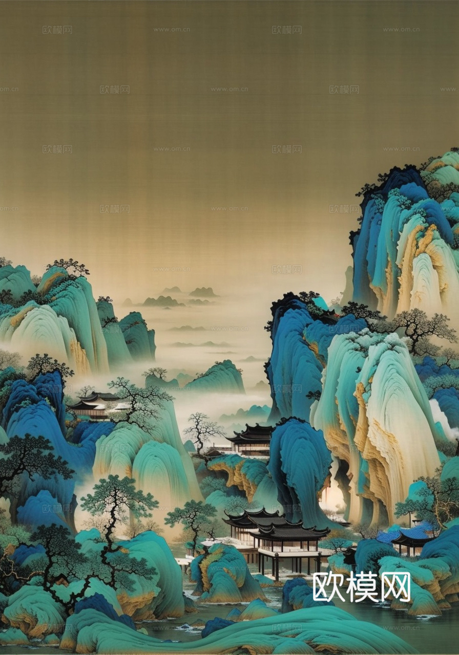 千里江山图 山水画下载（渲染图4）