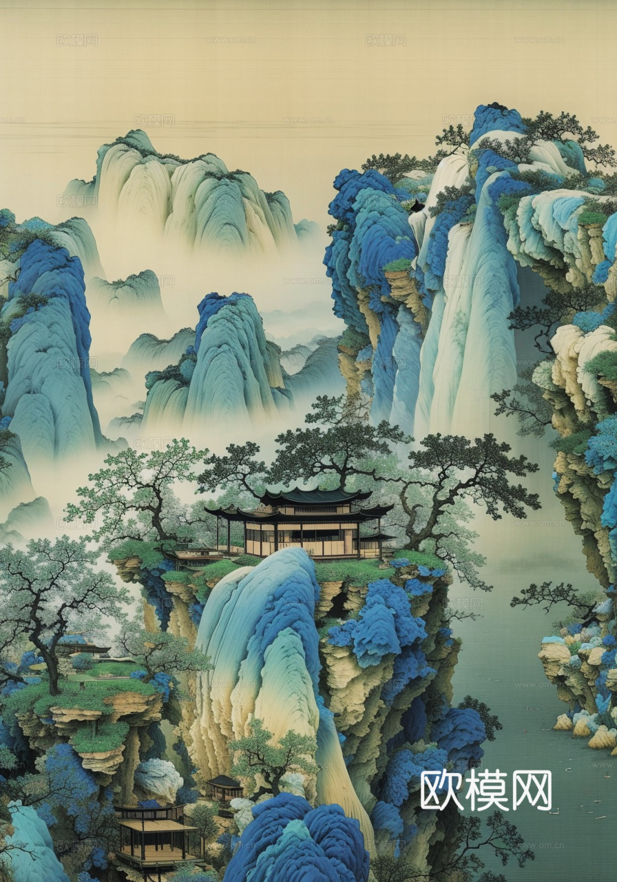 千里江山图 山水画下载（渲染图3）