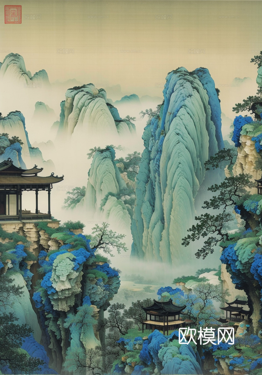 千里江山图 山水画下载（渲染图4）