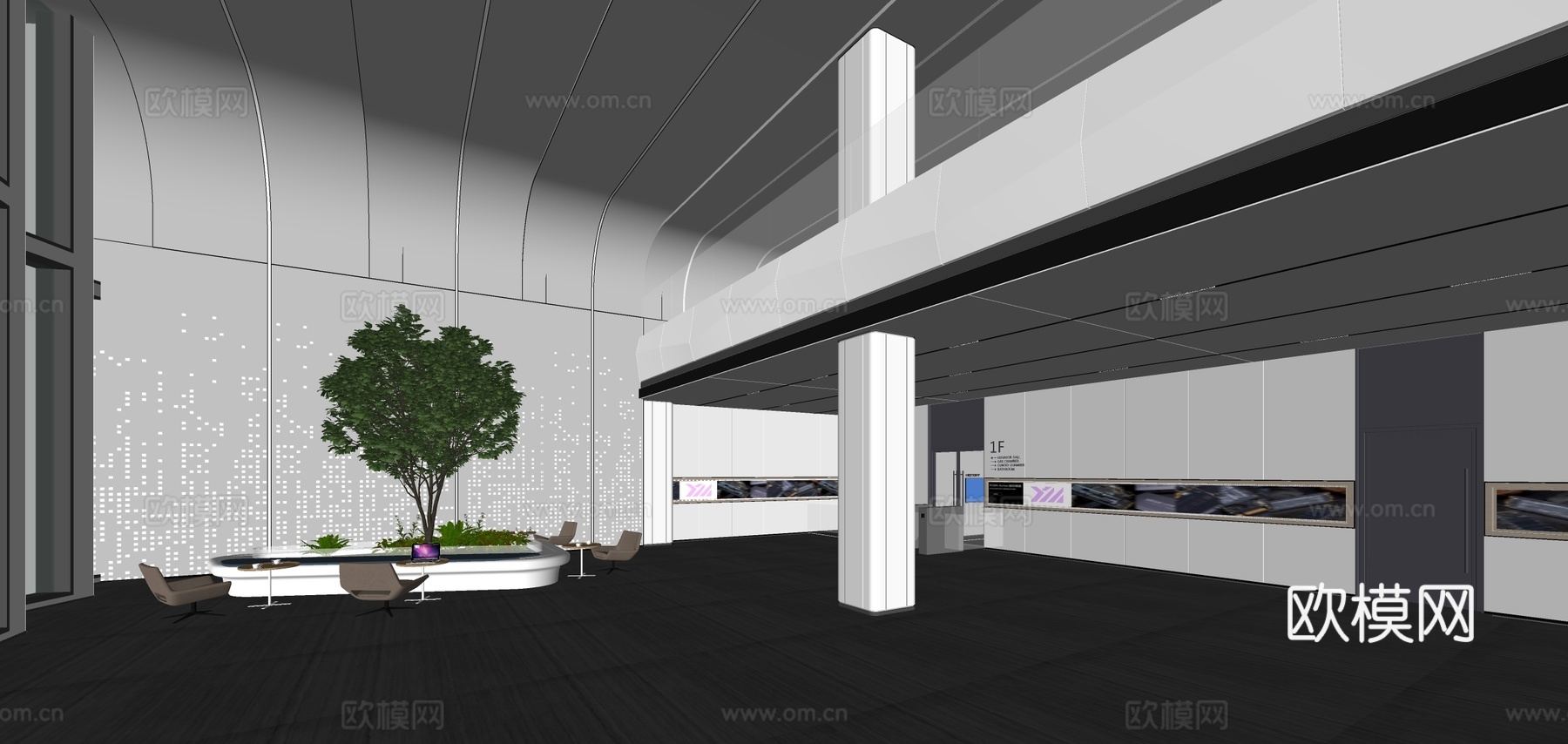 办公大堂 写字楼大堂su模型