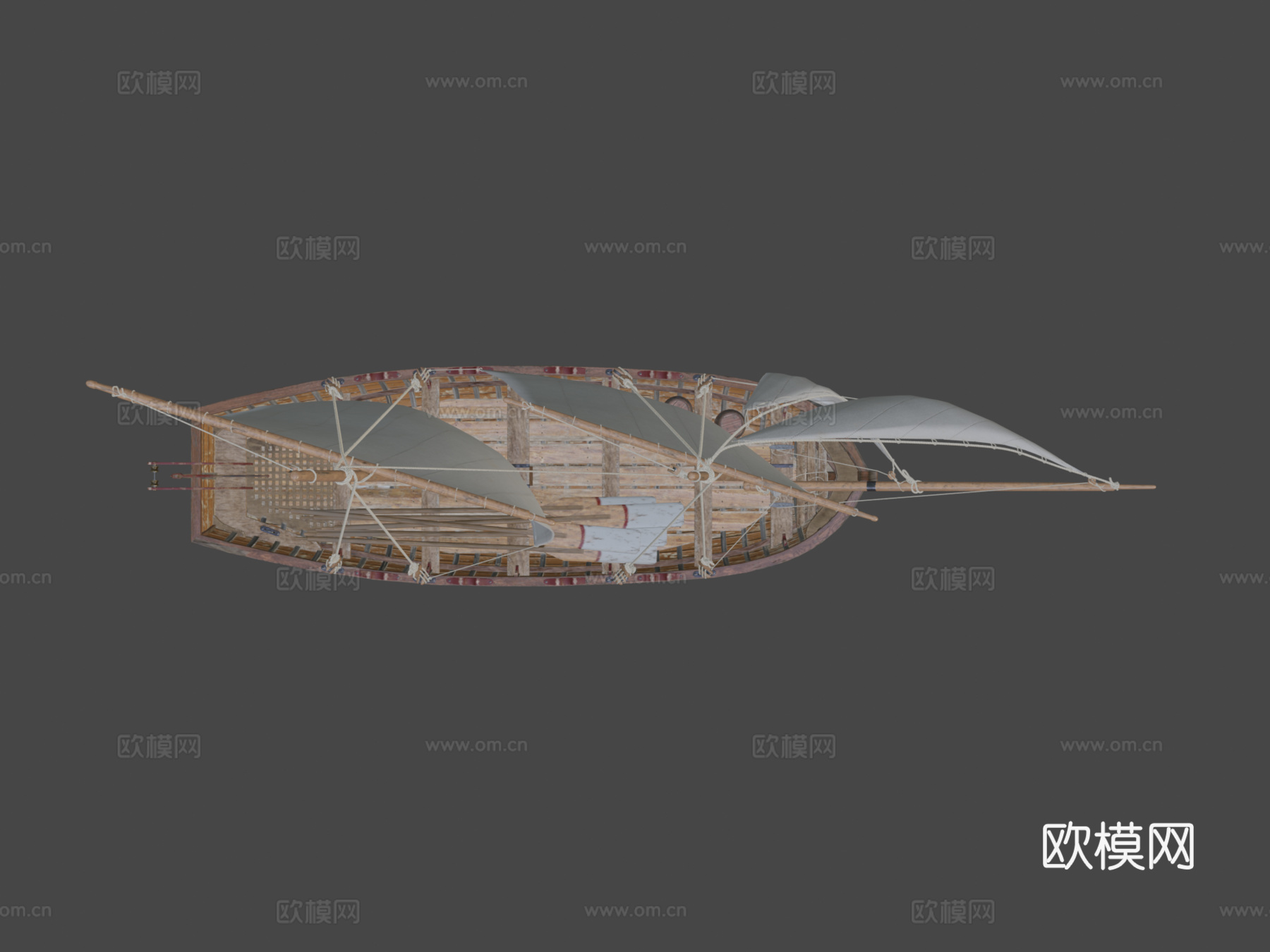 木质帆船3d模型