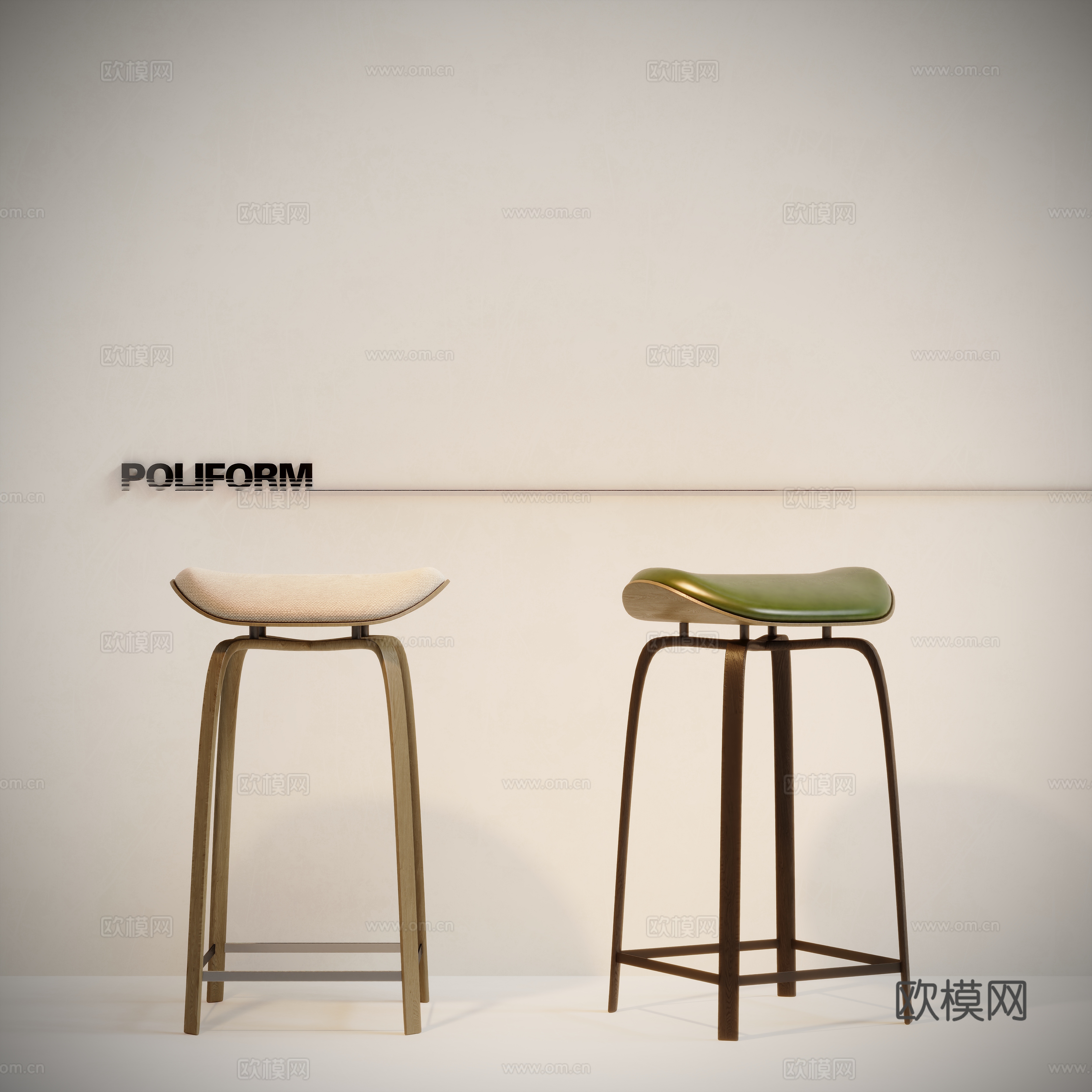 现代吧椅 吧凳 高脚凳3d模型下载（渲染图1）