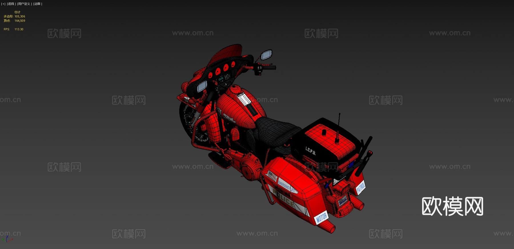 电动滑翔警车 摩托车3d模型