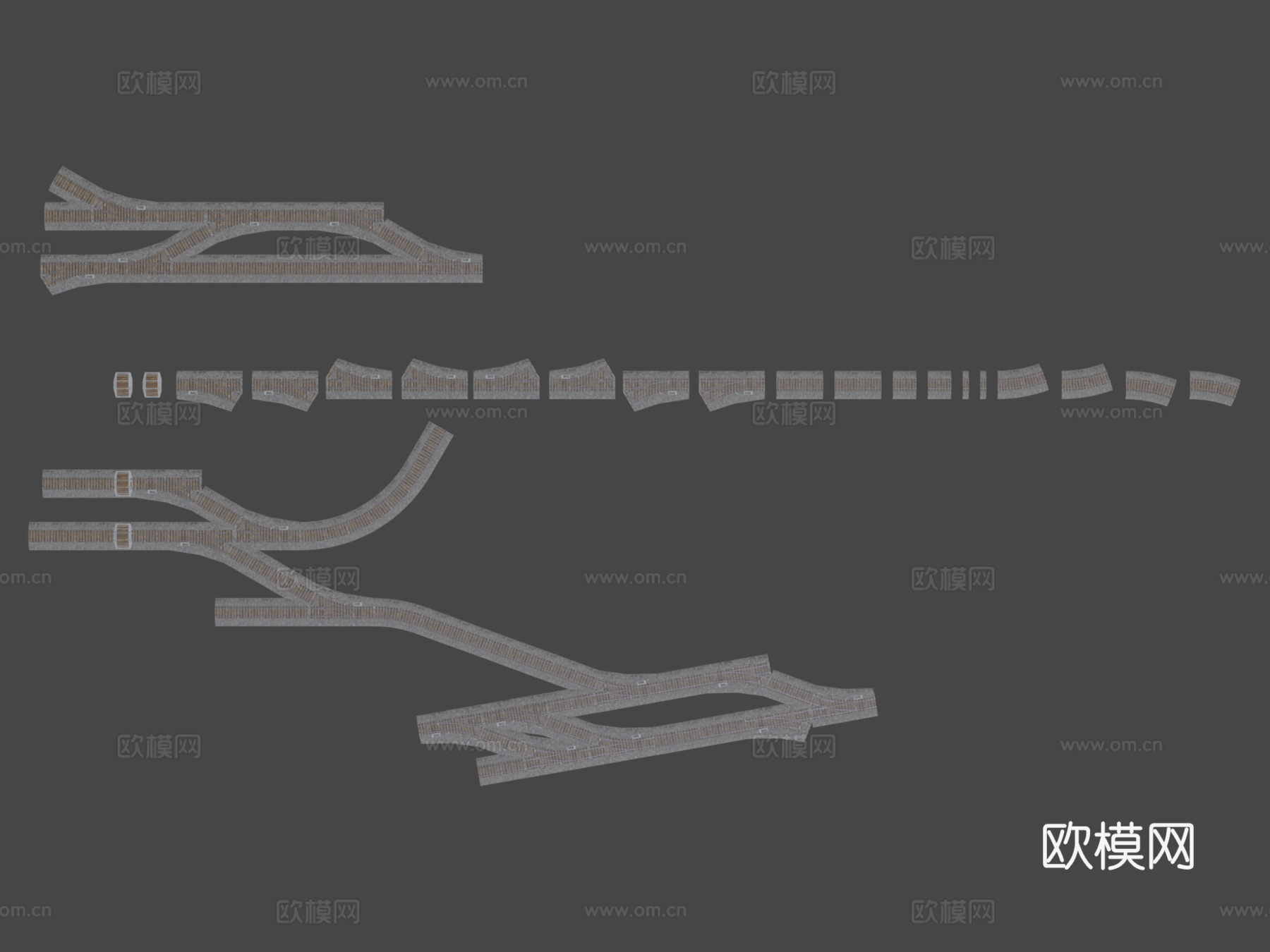 火车轨道 铁轨3d模型