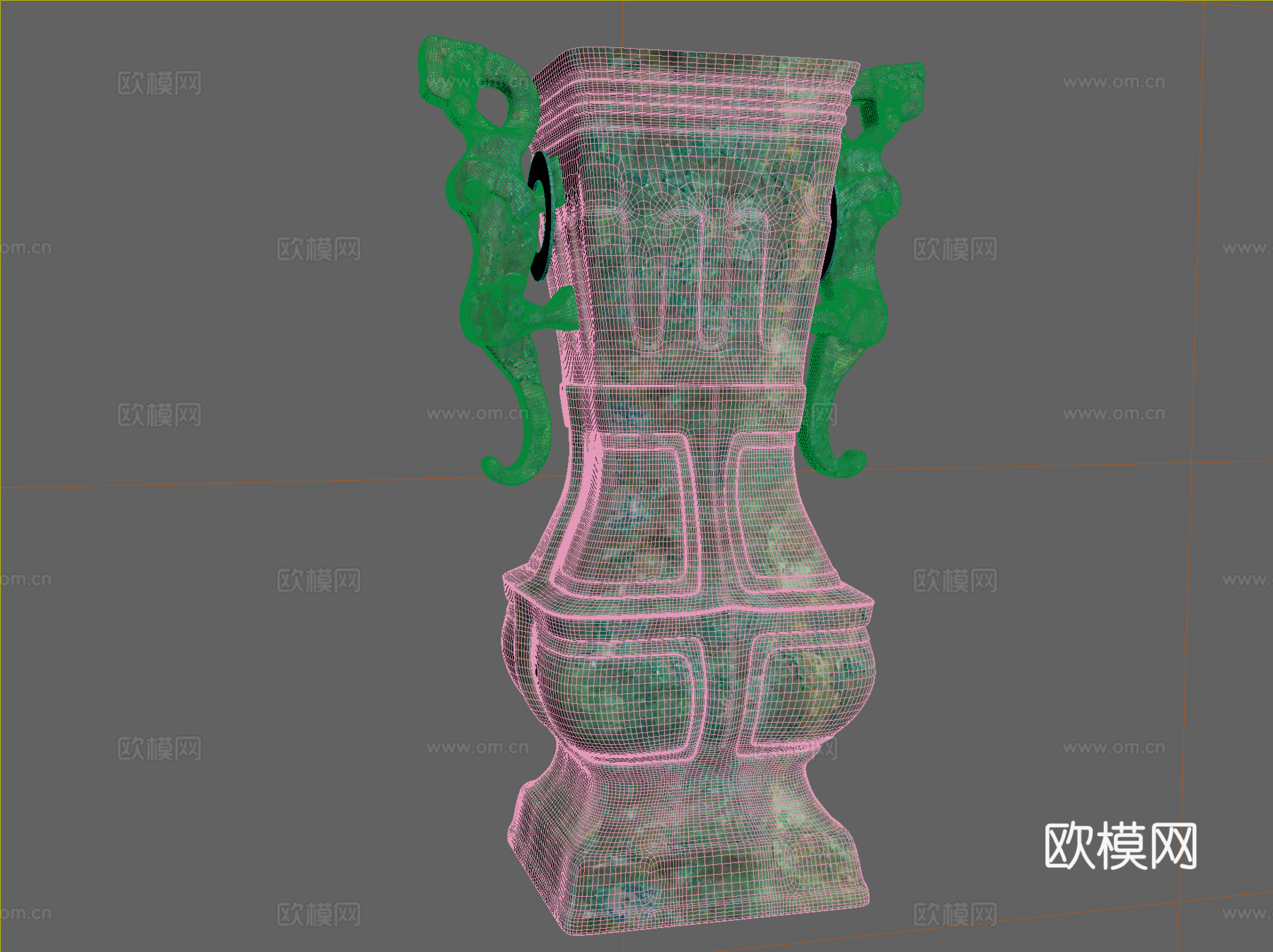 青铜器 蟠虺纹兽耳铜方壶 青铜壶 青铜方尊 青铜尊 老物件3d模型