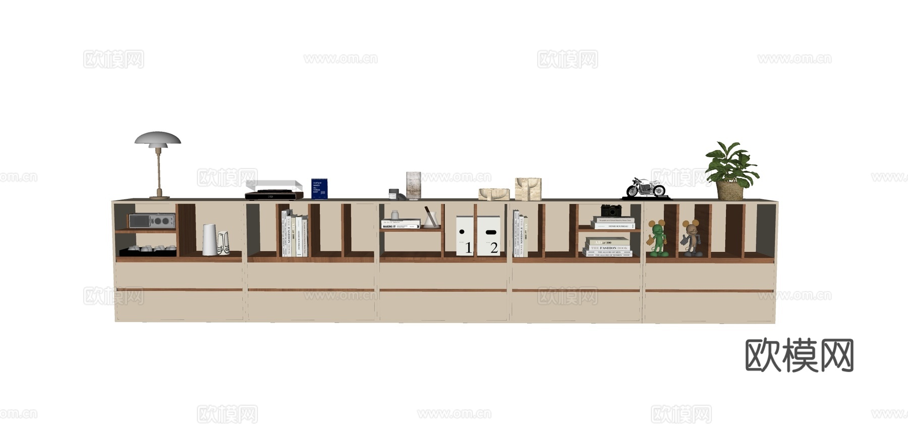 现代书柜 矮柜 落地柜su模型