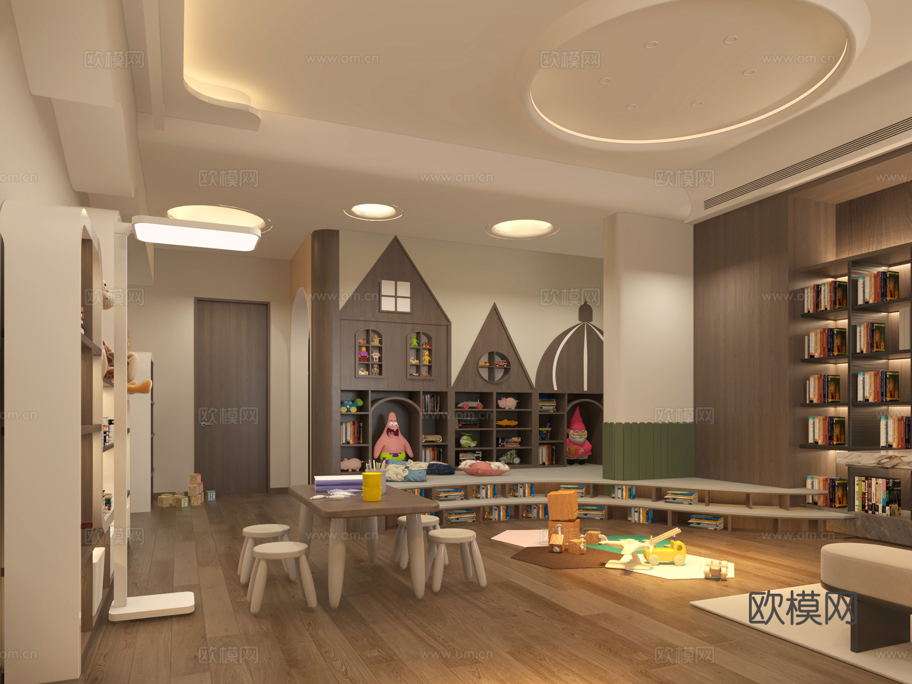 现代家庭书房 儿童阅读3d模型下载（渲染图2）