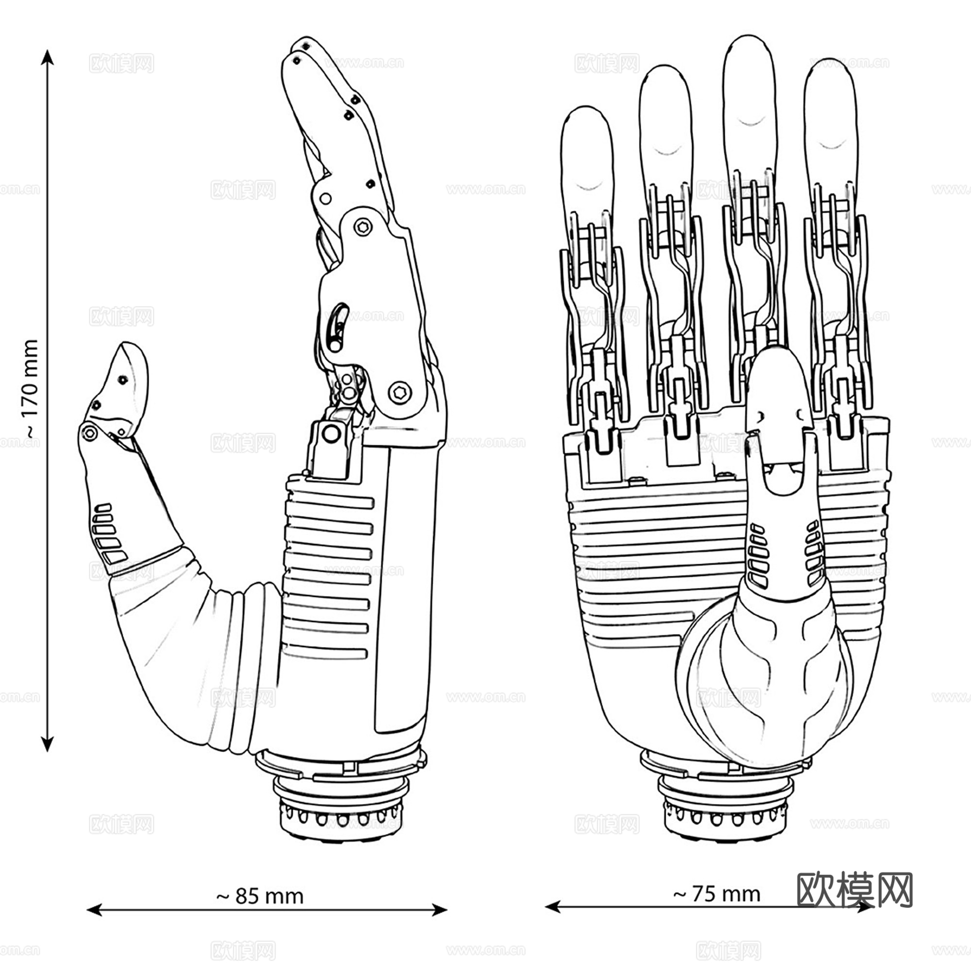 现代机械手臂 机器手3d模型