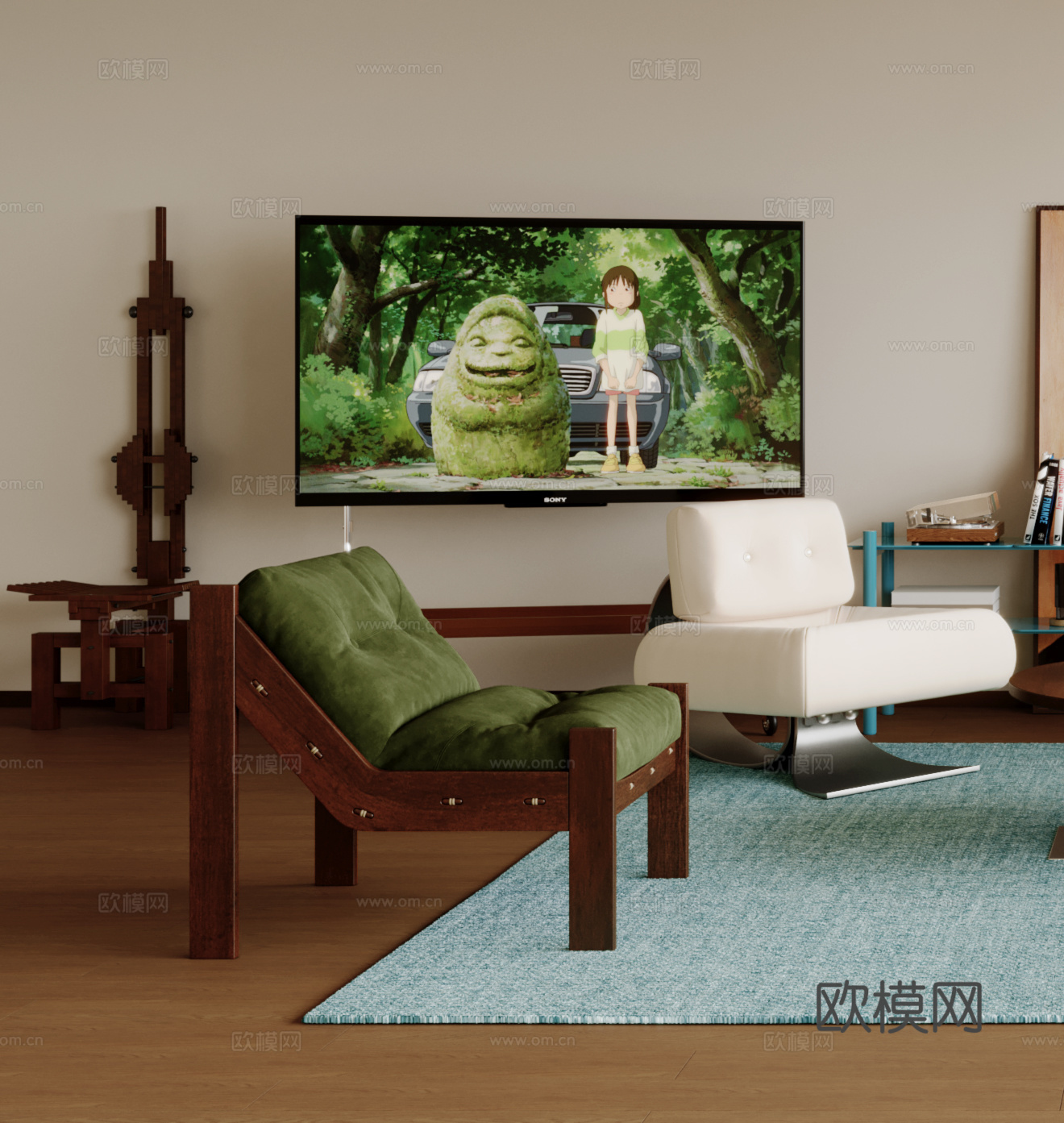 中古风客厅3d模型下载（渲染图2）