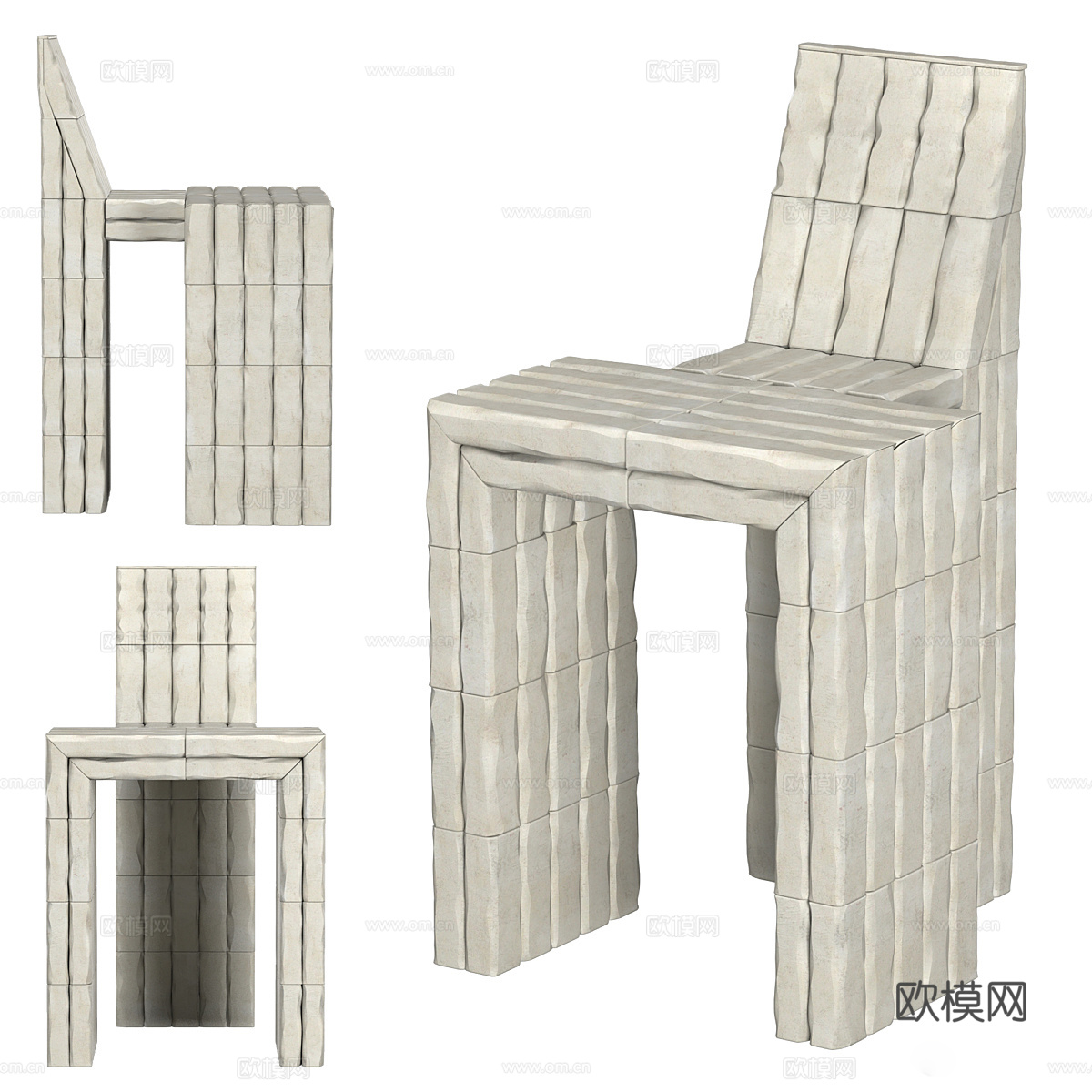 意式石头椅子 餐椅3d模型下载