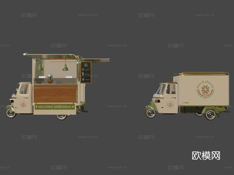 食品卡车 餐车3d模型下载(渲染图5)