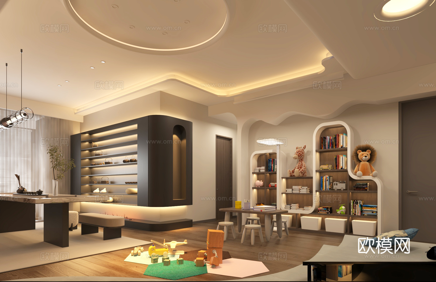 现代家庭书房 儿童阅读3d模型下载（渲染图3）