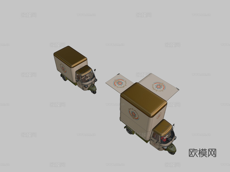 食品卡车 餐车3d模型下载(渲染图2)
