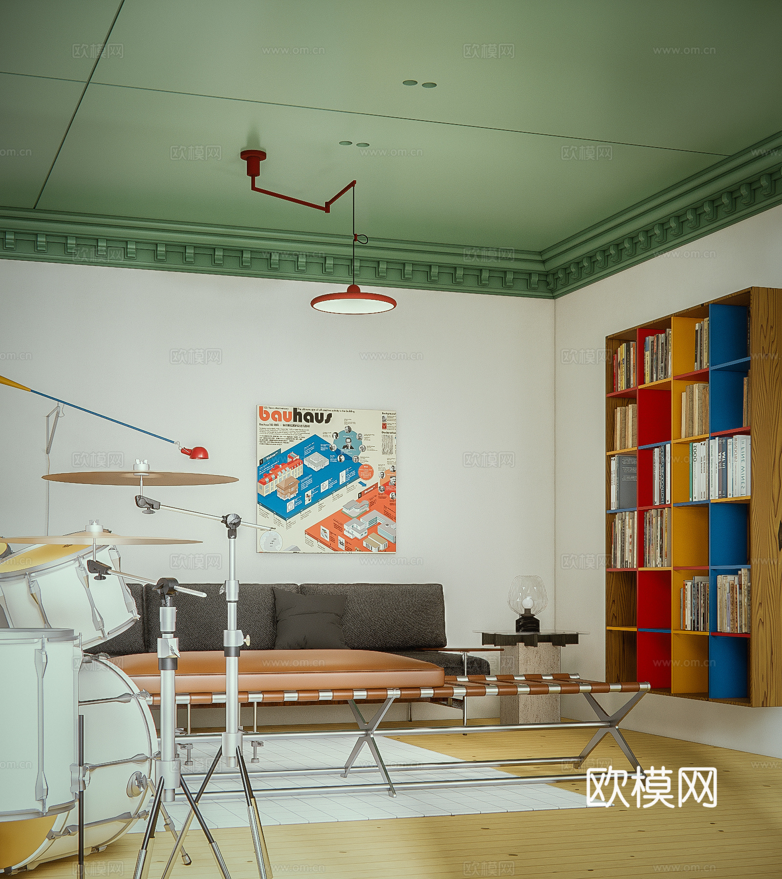 中古风客厅3d模型下载（渲染图3）