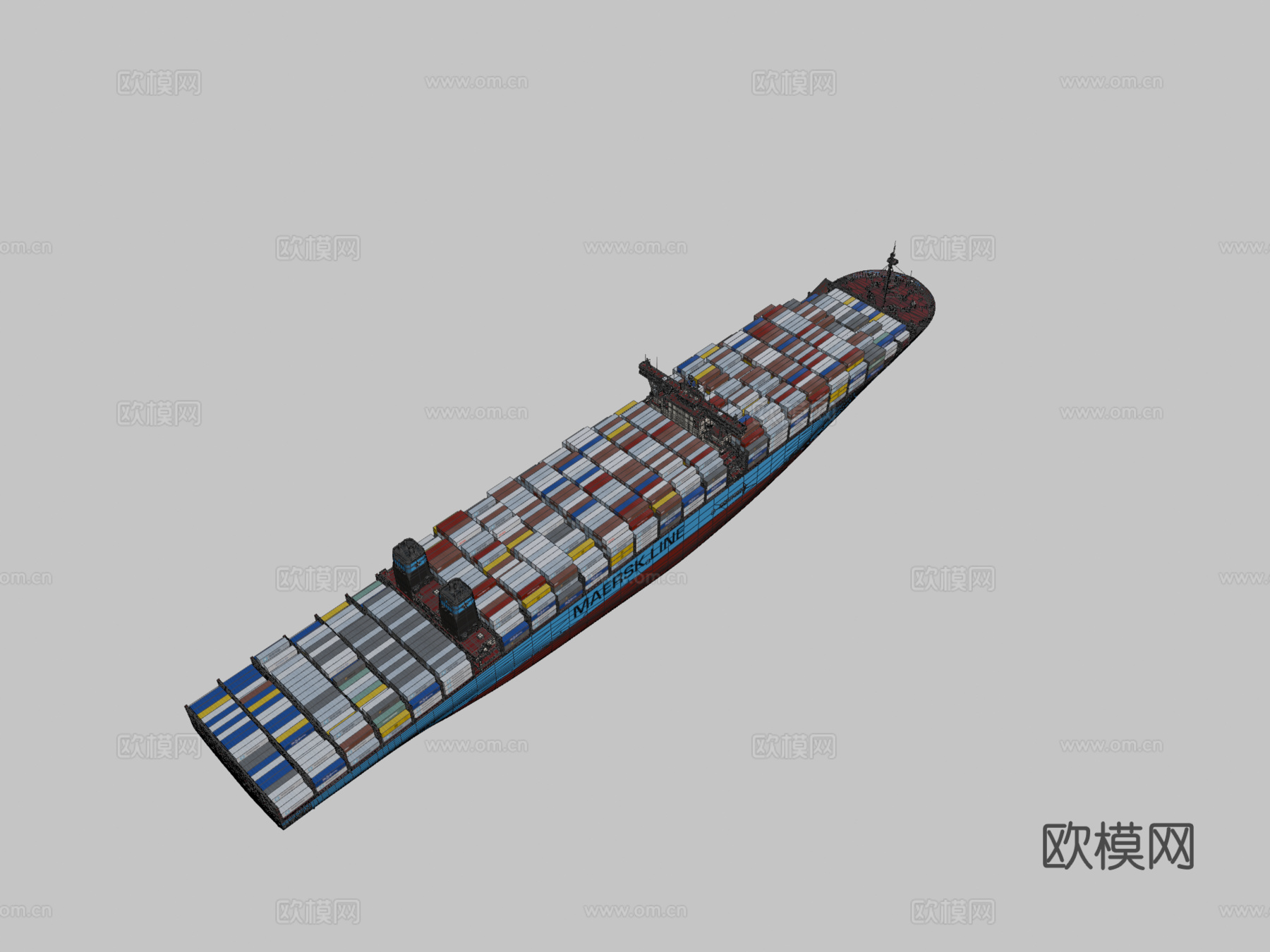 马士基 集装箱船 轮船 货船3d模型