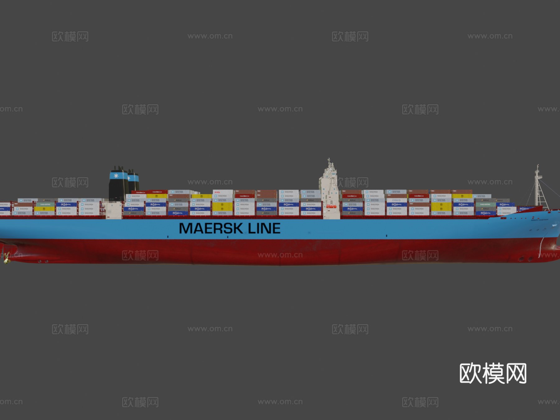 马士基 集装箱船 轮船 货船3d模型