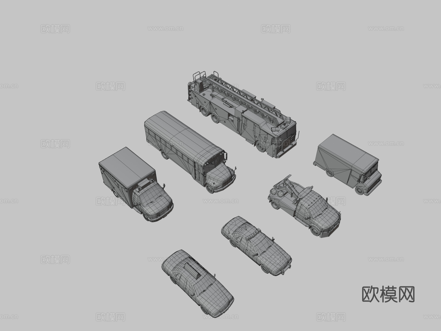 汽车 警车 消防车3d模型