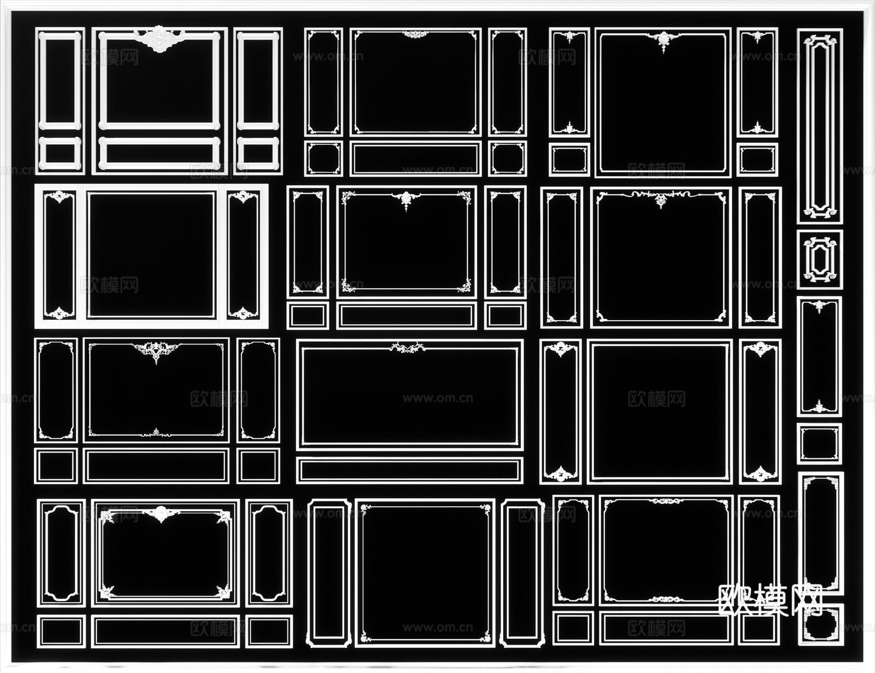 法式雕花石膏线 线条 角线3d模型